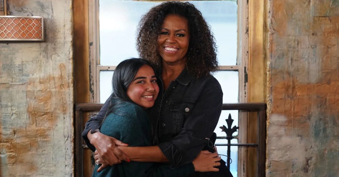 Prajakta Koli with Michelle Obama for Creators of Change