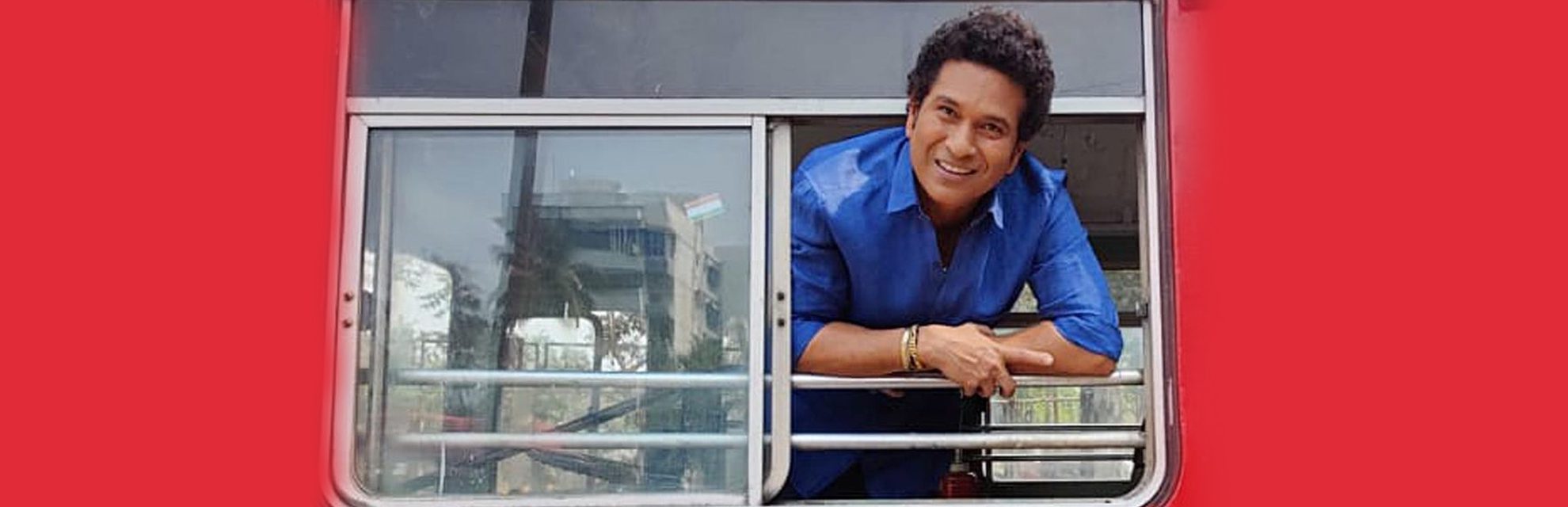 Sachin Tendulkar goes down the memory lane standing at Brihanmumbai Electricity Supply and Transport (BEST) bus no 315 on which he commuted every day between Bandra to Shivaji Park for practise as a budding cricketer.