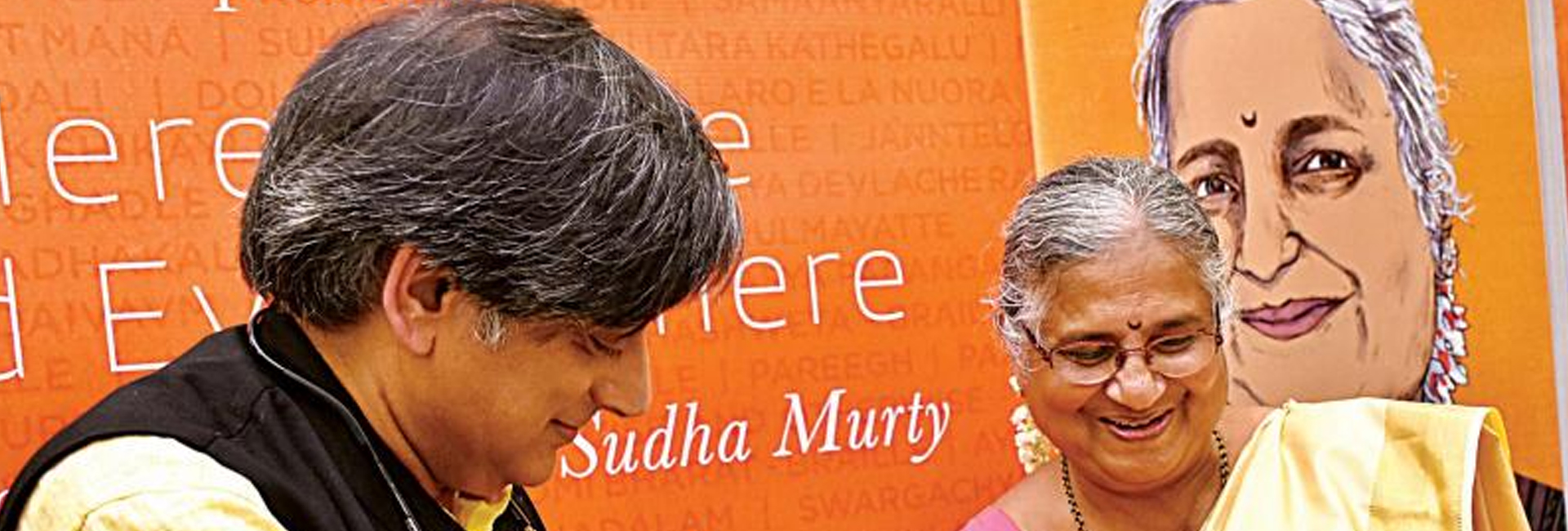 Watch Shashi Tharoor interact with acclaimed author and philanthropist Sudha Murty about her 200th title, “Here, There and Everywhere”.