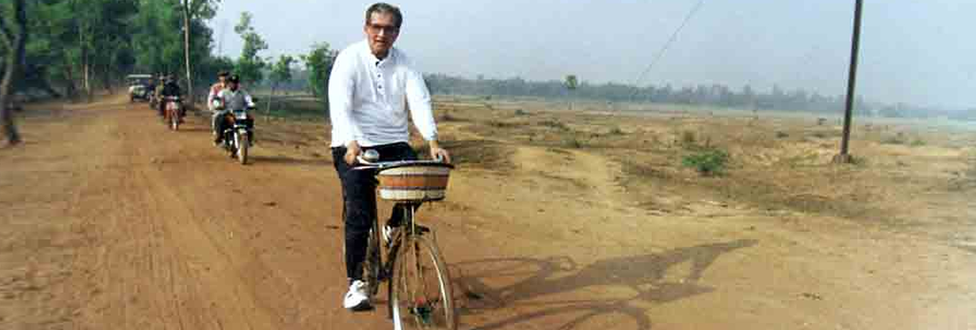 Amartya Sen riding a cycle