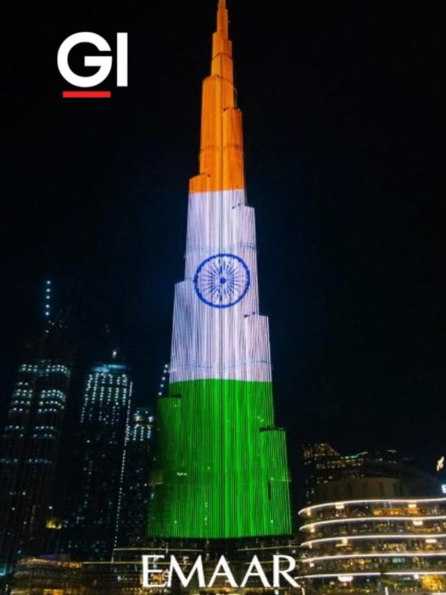 Burj Khalifa was illuminated with the colors of the Indian flag, marking the 77th Indian Independence Day.