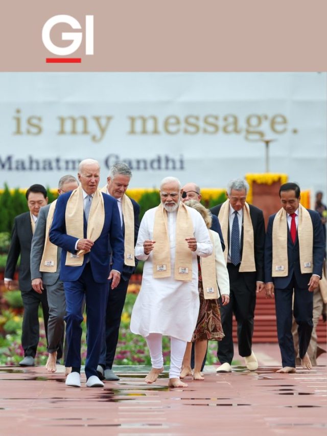 G-20 leaders paid respects to Mahatma Gandhi at Rajghat.