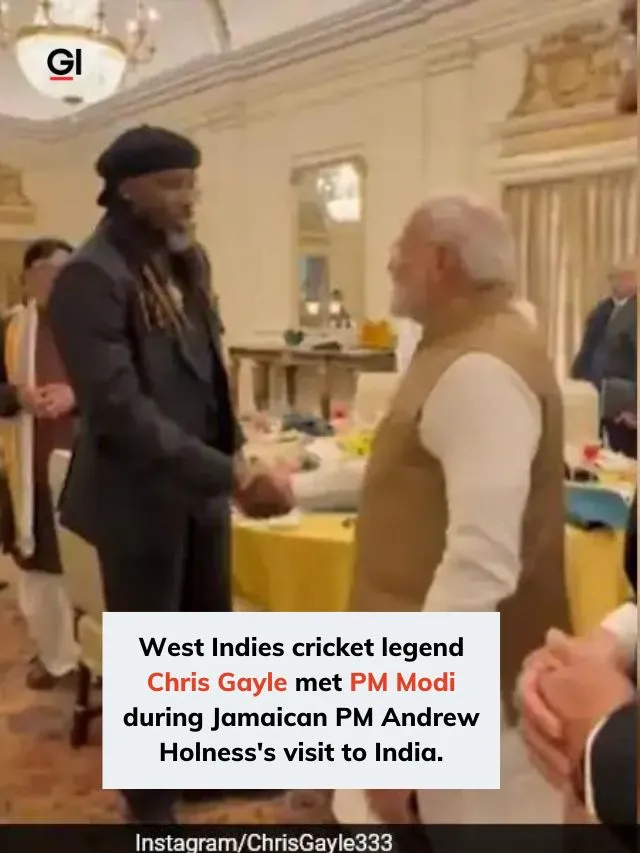 Chris Gayle meets PM Modi during Jamaican PM Andrew Holness visit to India