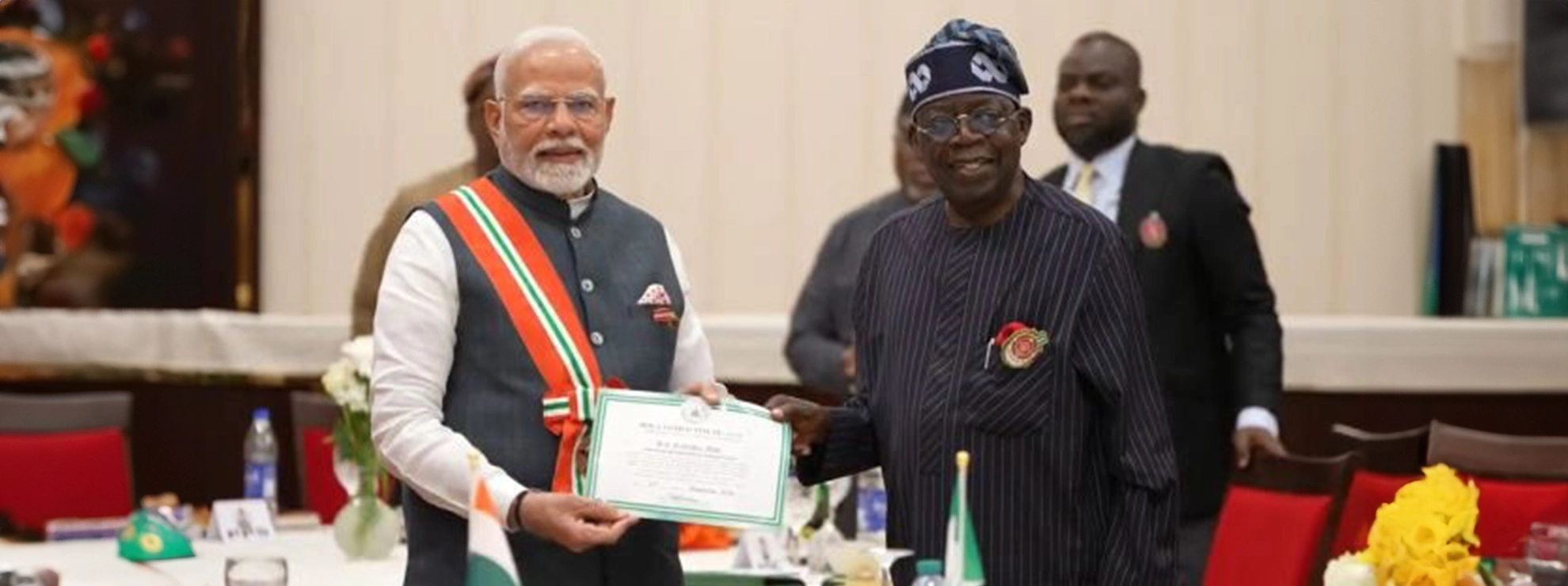 Prime Minister Narendra Modi received Nigeria's second-highest national award, the Grand Commander of the Order of the Niger.