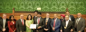 Megastar Chiranjeevi received the lifetime achievement award by Bridge India at the UK Parliament