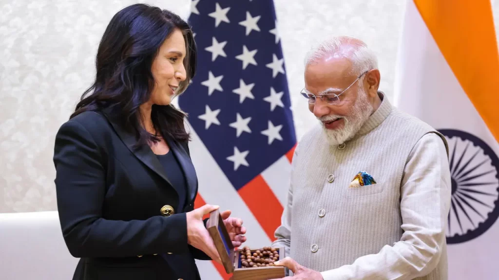 Tulsi Gabbard with PM Modi during her recent India visit 