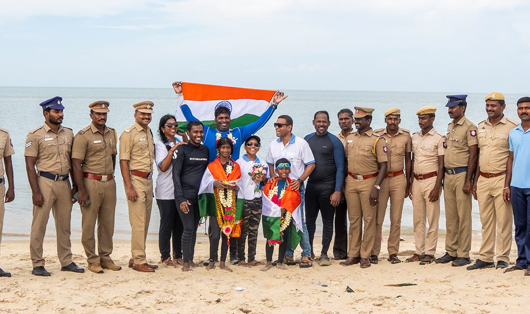 Tharaagai Aarathana:  9-year-old swims across the Palk Strait to raise awareness on ocean pollution